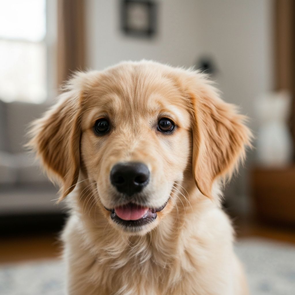 Golden Retriever puppy with a gentle expression
