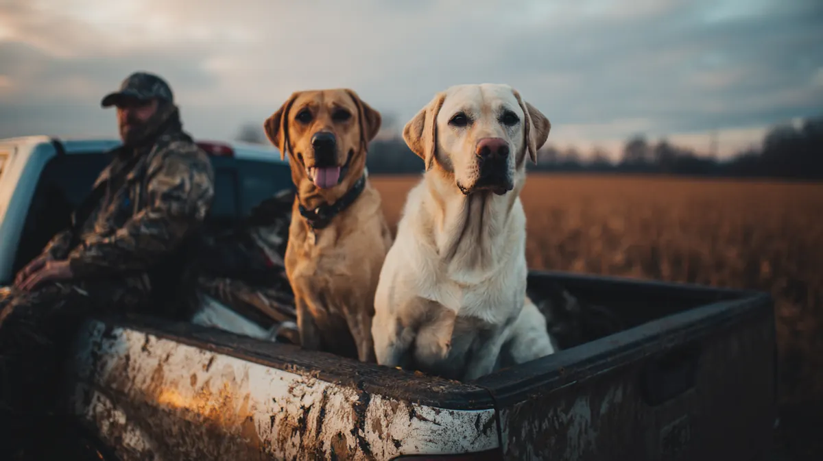 Labrador Retrievers loaded up and ready for training